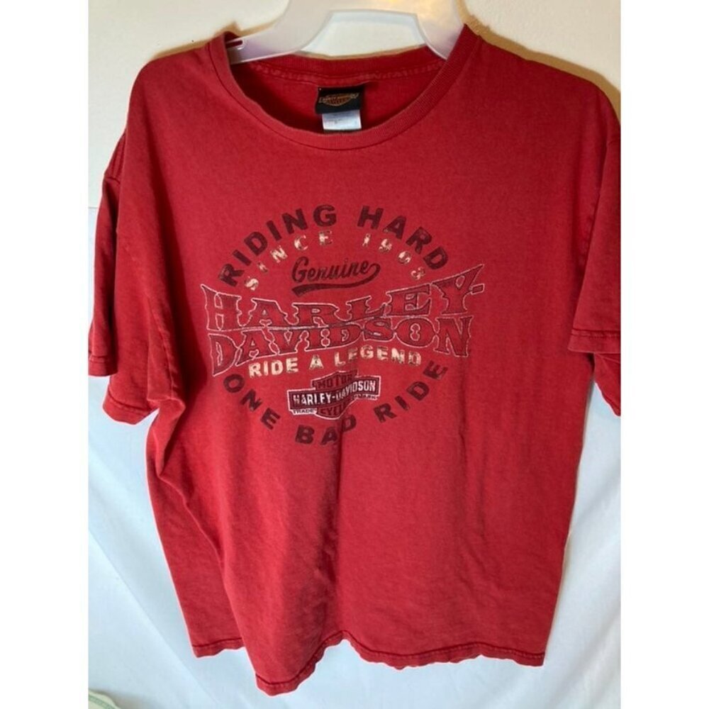 Mens Vintage Harley Davidson Graphic Tee Shirt Riding Hard IL M